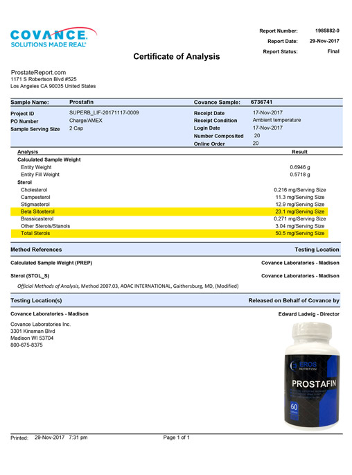 Prostafin Lab Report