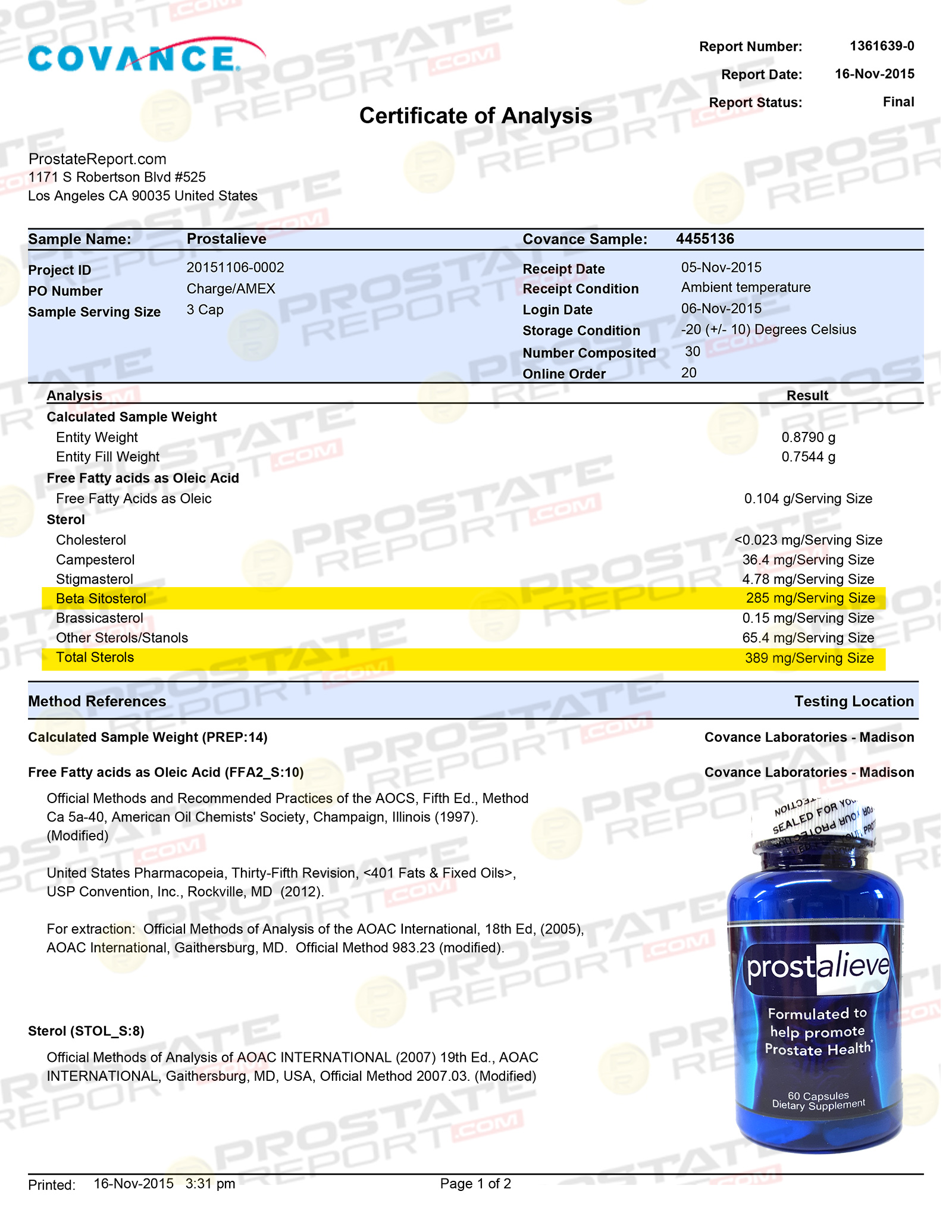 Prostalieve Lab Report