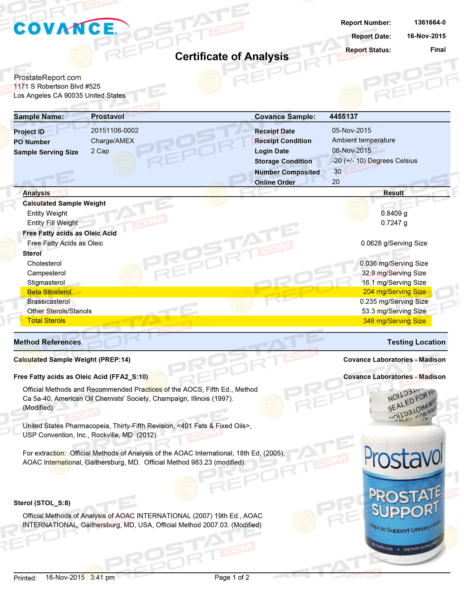 Prostavol Lab Report