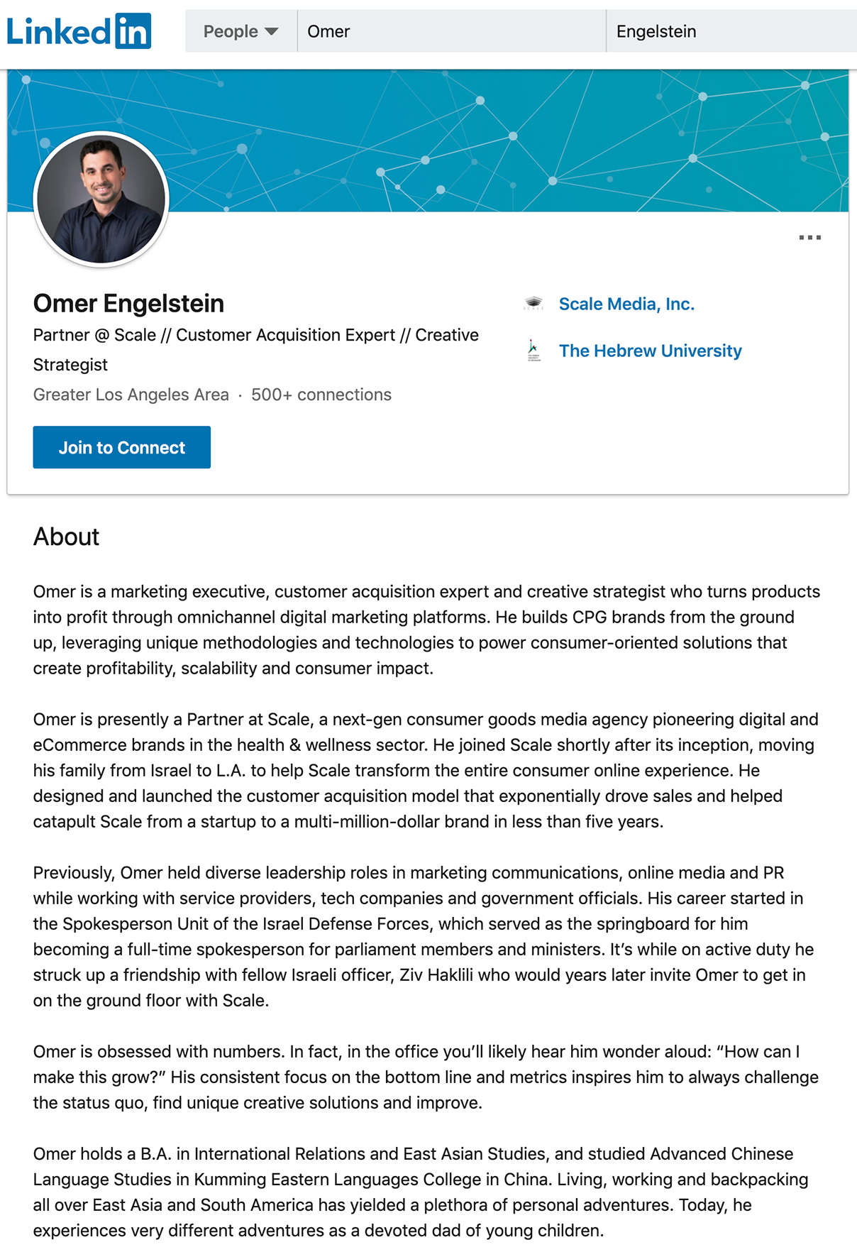 Omer Engelstein LinkedIn